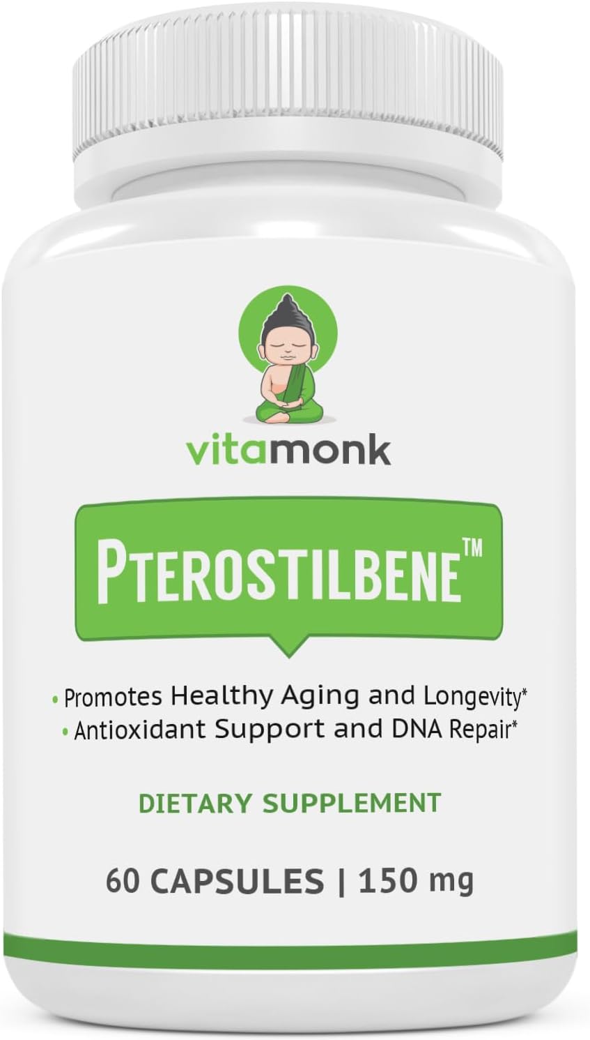 VitaMonk Resveratrol and Pterostilbene Longevity Combo Pack - Antioxidant Support for Aging Defense