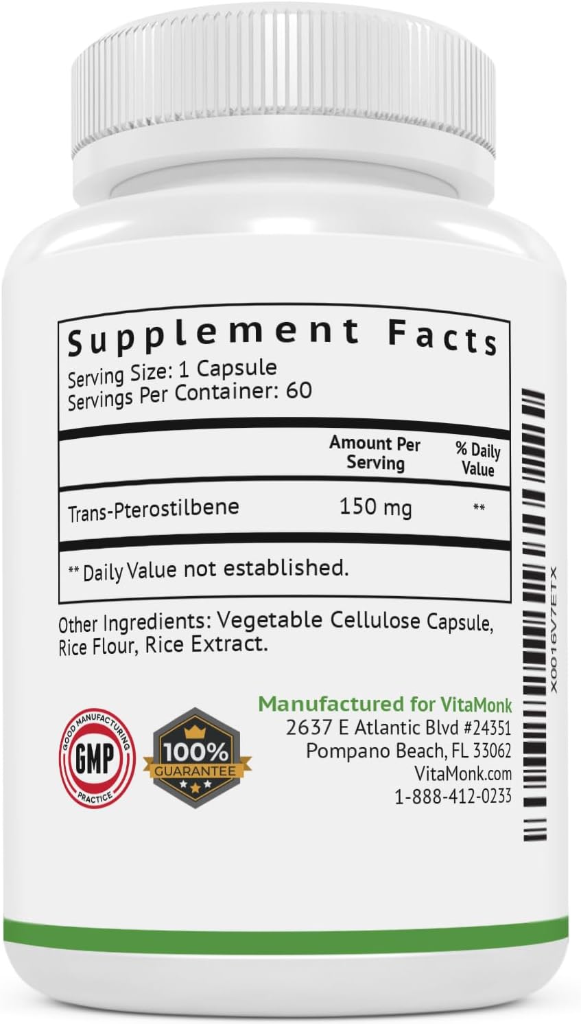 VitaMonk Resveratrol and Pterostilbene Longevity Combo Pack - Antioxidant Support for Aging Defense