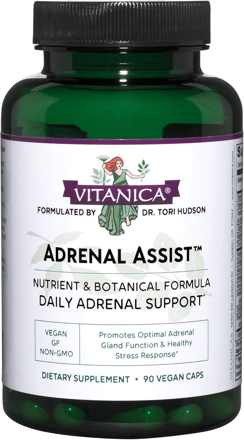 Vitanica Adrenal Assist Capsules - Vegan Adrenal Support Supplement (90 count)