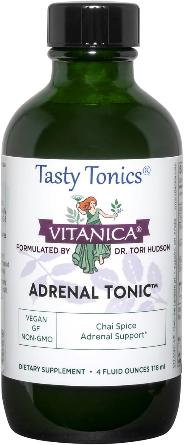 Vitanica Adrenal Tonic - Vegetarian Adrenal Support Supplement, 4 Ounce - Packaging Variations