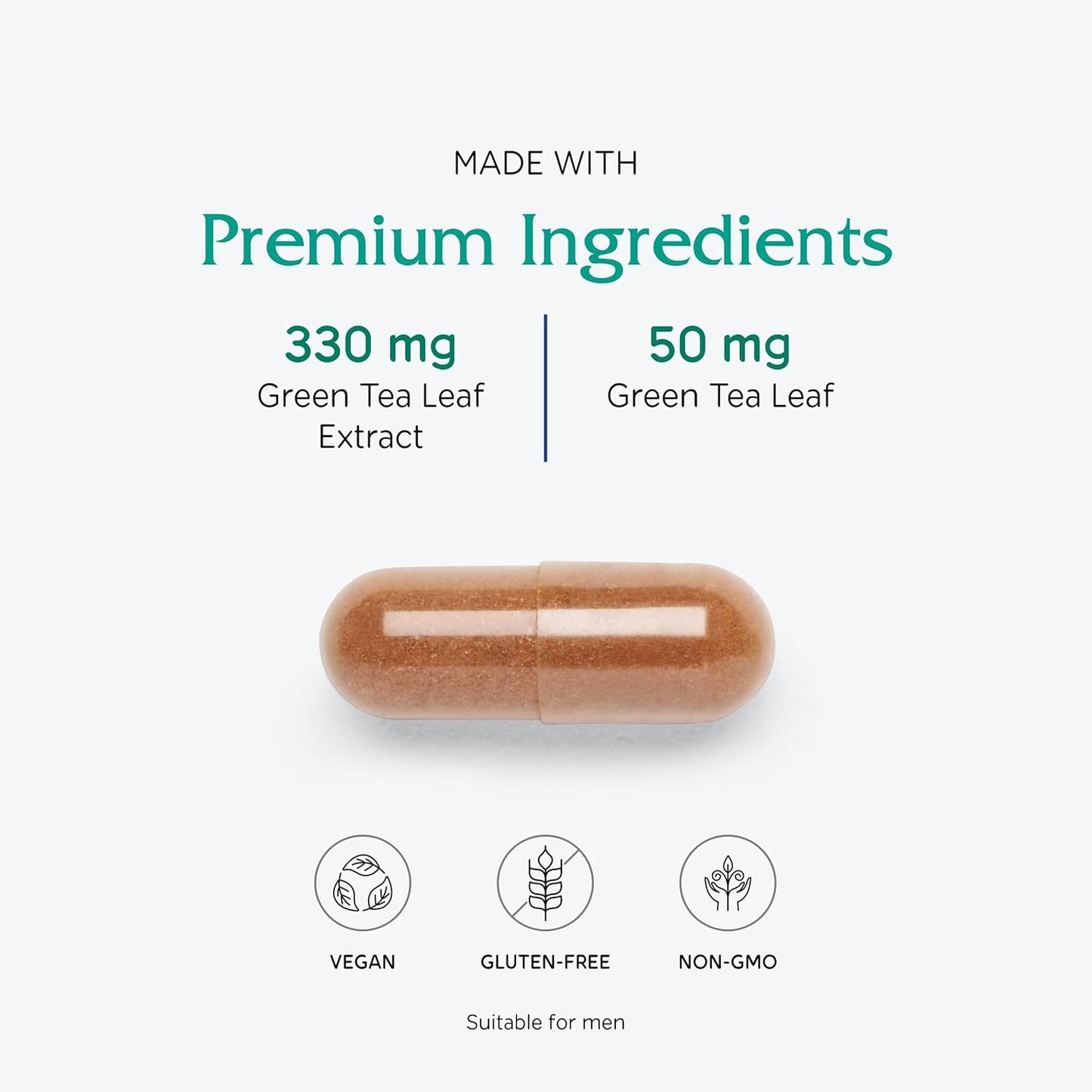 Vitanica Green Tea Polyphenols 330mg Antioxidant Supplement for Immune & Breast Health - 60 Caps Vegan