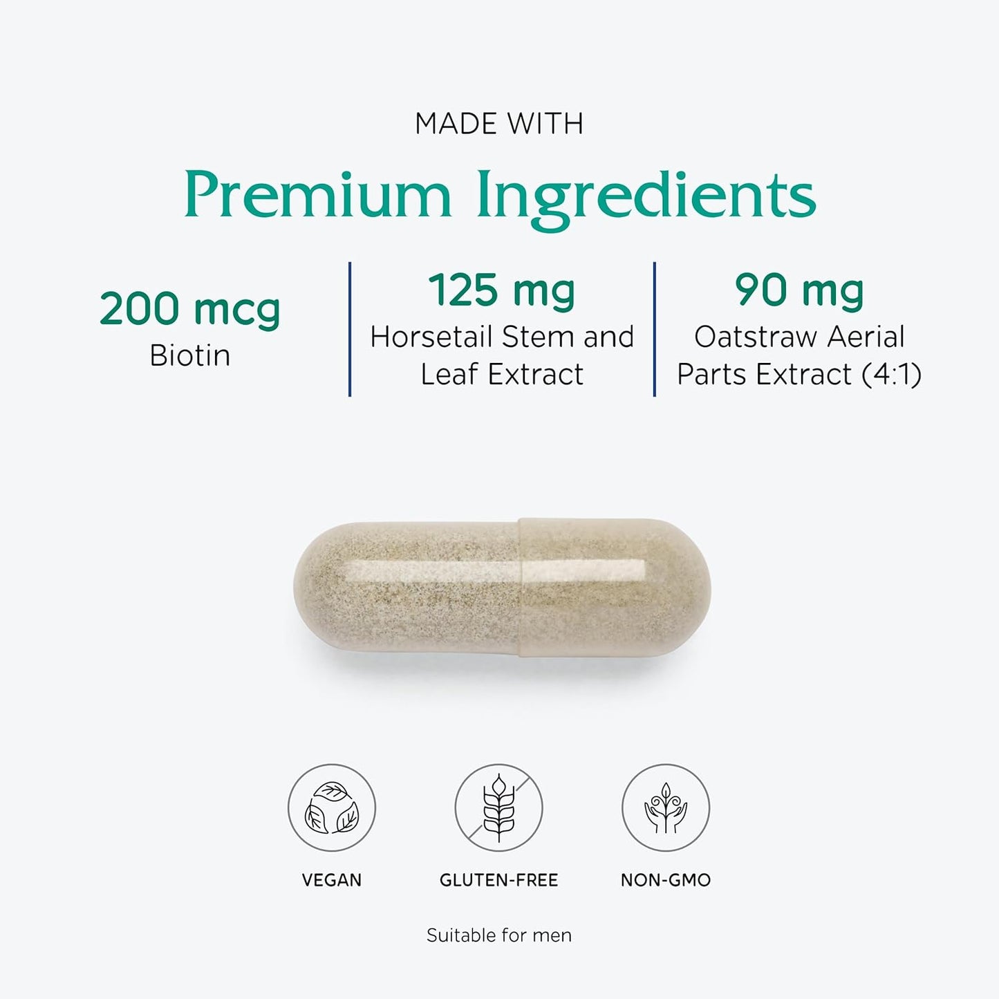Vitanica Luminous Vegan Hair Skin and Nail Support Capsules - 60 Count