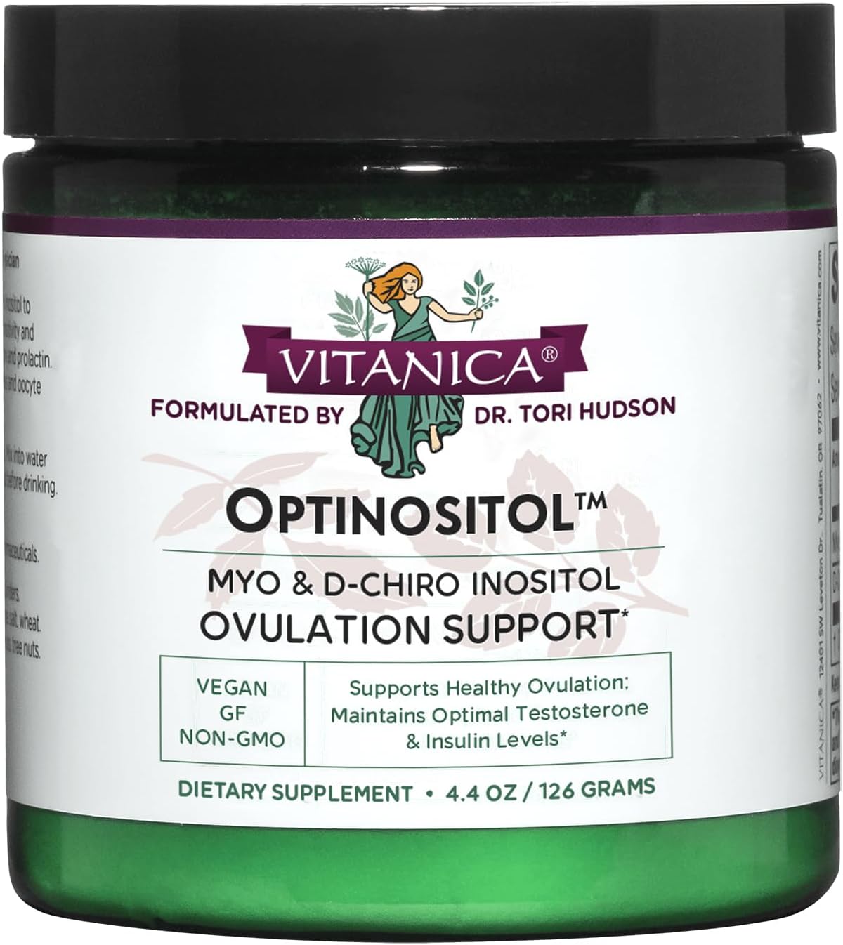 Vitanica Optinositol Powder - 4100mg Myo-Inositol & D-Chiro Inositol, 30 Day Supply - Ovulation & Fertility Support for Women - Gluten Free, Non-GMO, Vegan - 4.4oz