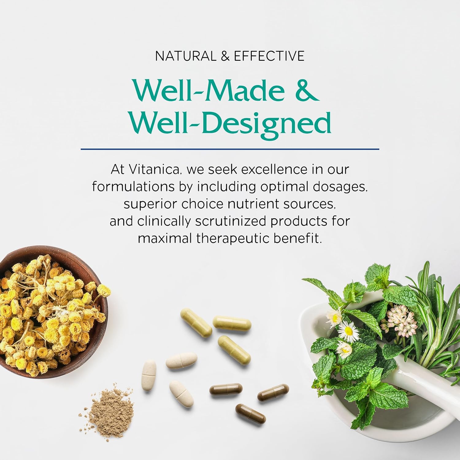 Vitanica OvaBlend: Herbal Supplement for Women's Ovarian Health & Hormone Balance - Endocrine Support with Sarsaparilla Root & NAC - 180 Vegan Capsules