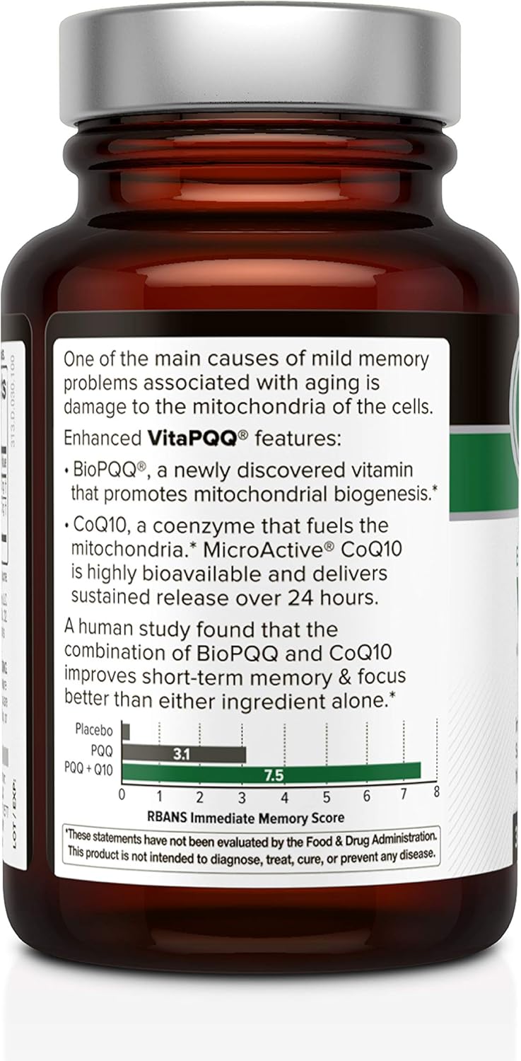 VitaPQQ Premium Supplement for Anti-Aging, Memory, Energy, and Heart Health - 30 Vegicaps