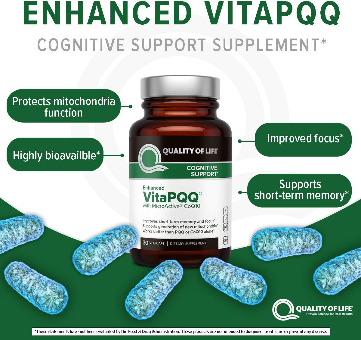 VitaPQQ Premium Supplement for Anti-Aging, Memory, Energy, and Heart Health - 30 Vegicaps