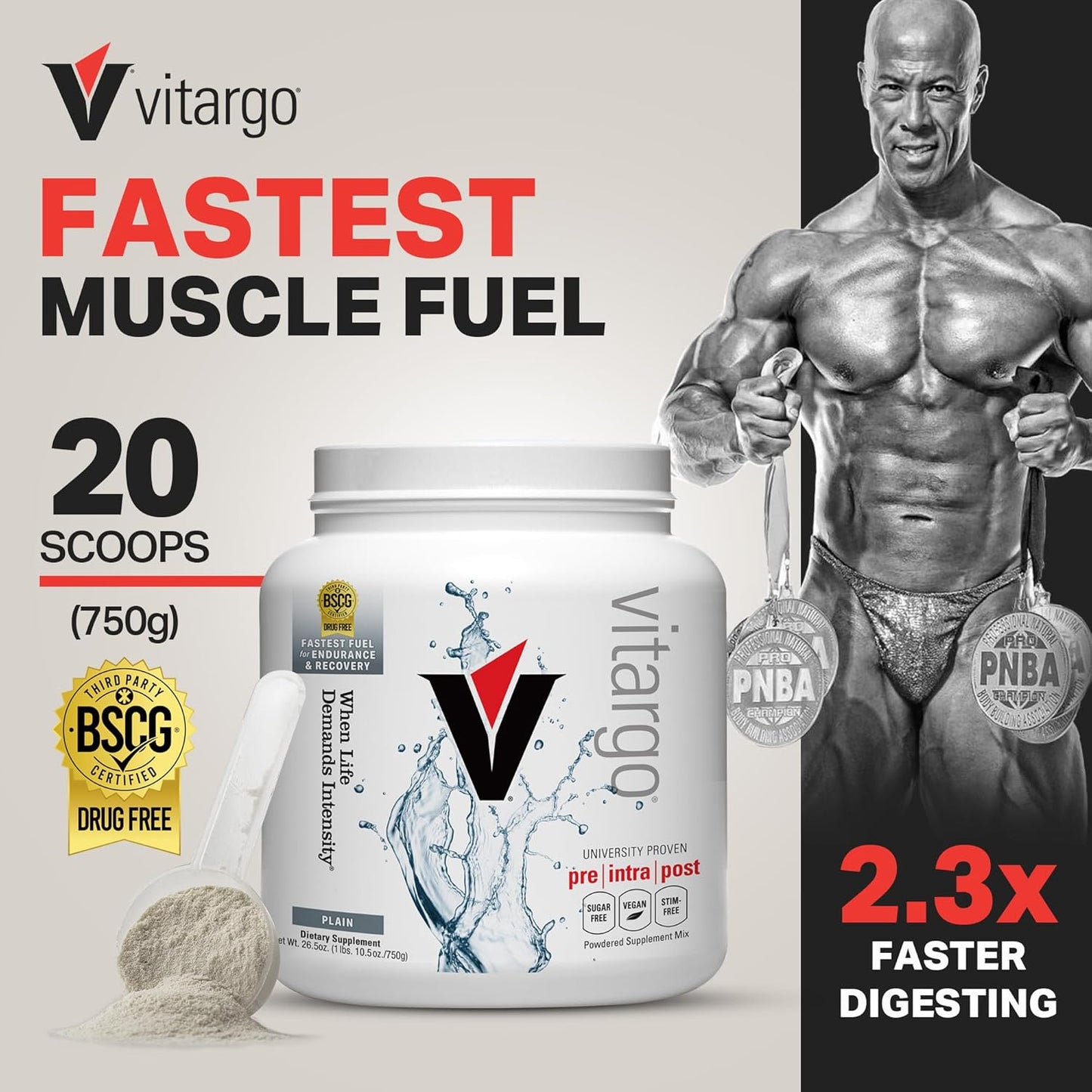 Vitargo Carbohydrate Powder 1 LB - Unflavored Pre & Post Workout Supplement for Muscle Glycogen, Recovery, Endurance, and Muscle Gain
