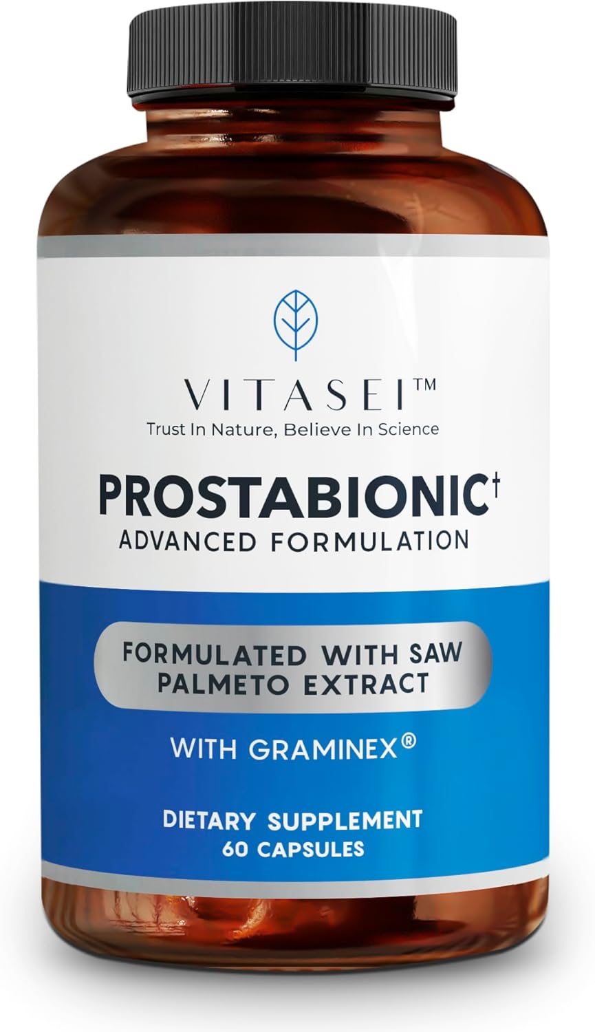 VITASEI Prostabionic Prostate Dietary Supplements for Men with Saw Palmetto, Bio-quercetin & Pygeum Africanum - 60 Capsules, Reduce Bathroom Trips