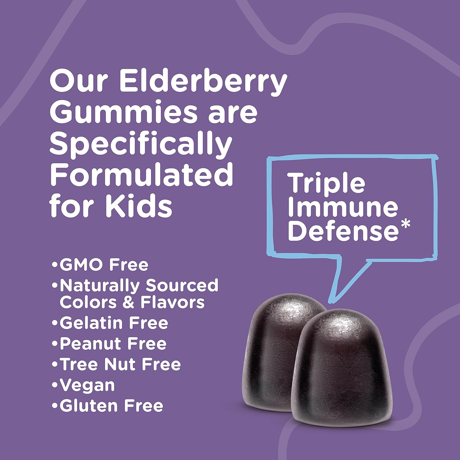Viteey Sambucus Elderberry Gummies for Kids - Sugar-Free Immune Support with Vitamin C & Zinc - Vegan, Gelatin-Free, Gluten-Free - Berry Flavored Chewable Gummy