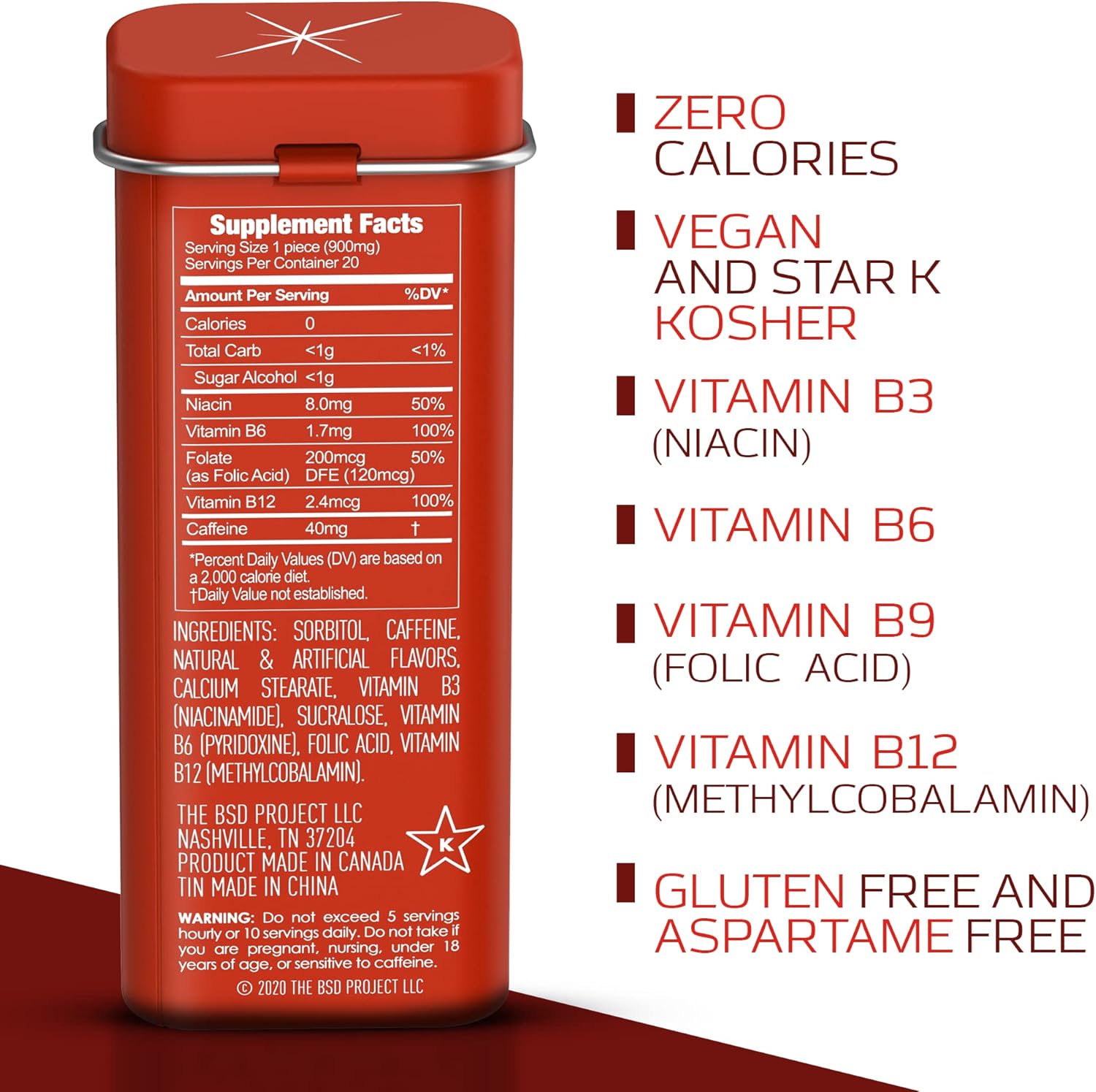 Viter Energy Caffeine Mints - 120 Pieces, 40mg Caffeine, Sugar Free, Vegan, B Vitamins, Energy Supplement (Cinnamon, 6 Pack)