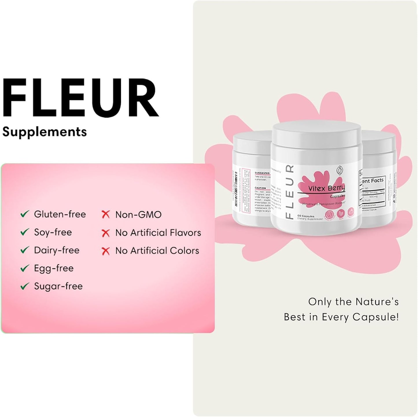 Vitex Chasteberry Capsules for Hormone Balance in Women - PCOS and Menstrual Cycle Support - Fertility and PMS Aid - 500mg, 60 Count