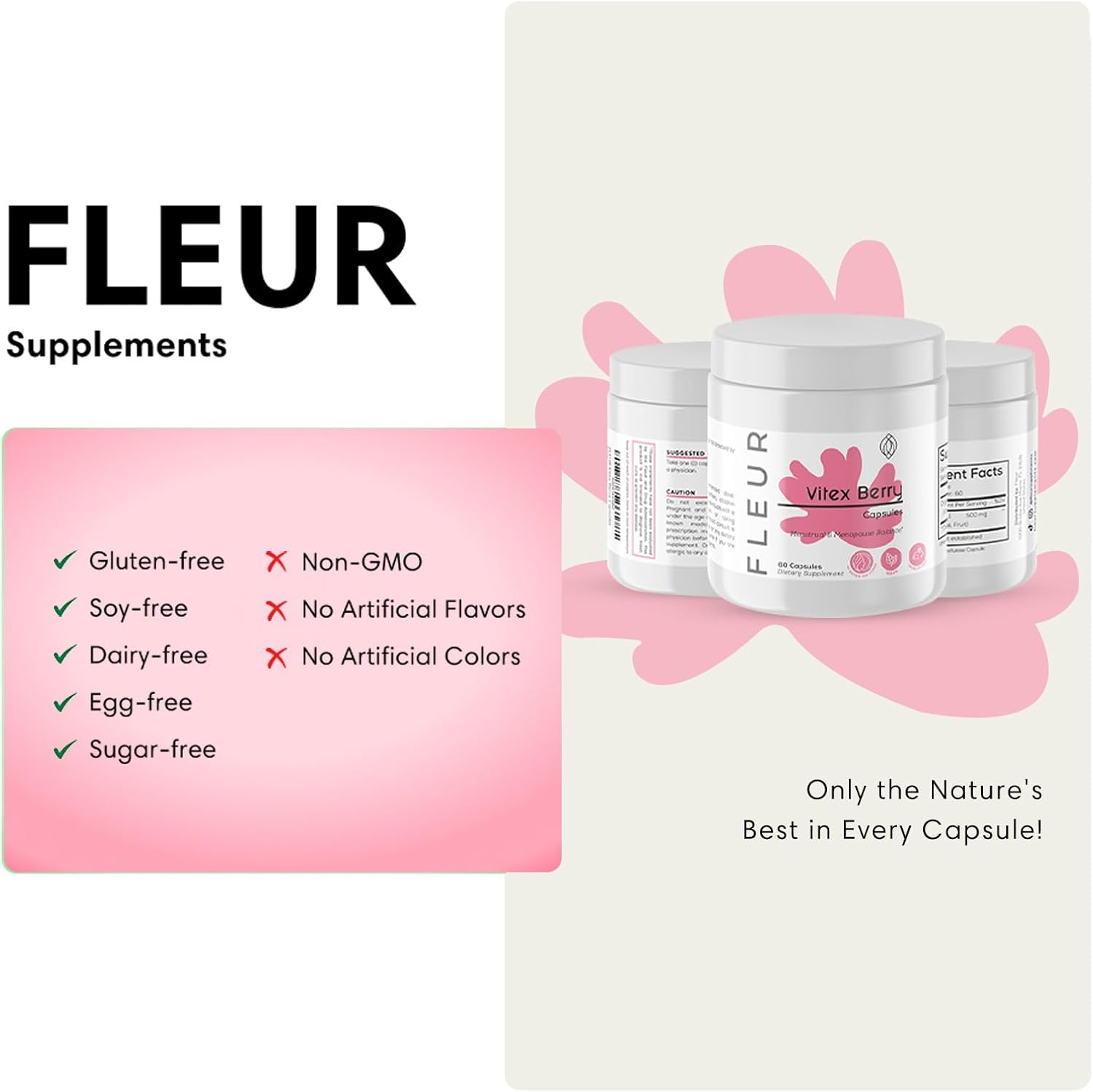 Vitex Chasteberry Capsules for Hormone Balance in Women - PCOS and Menstrual Cycle Support - Fertility and PMS Aid - 500mg, 60 Count