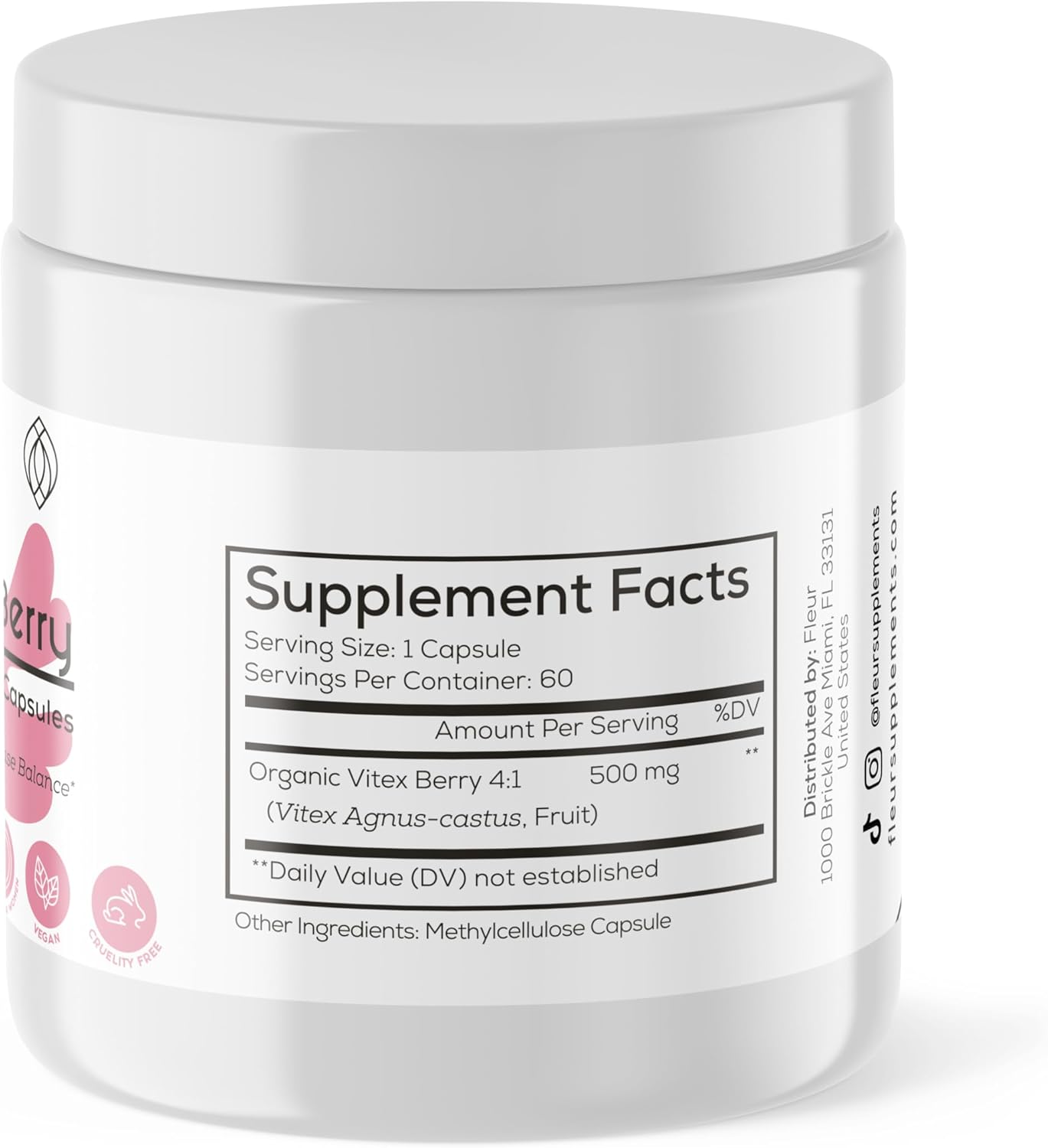 Vitex Chasteberry Capsules for Hormone Balance in Women - PCOS and Menstrual Cycle Support - Fertility and PMS Aid - 500mg, 60 Count