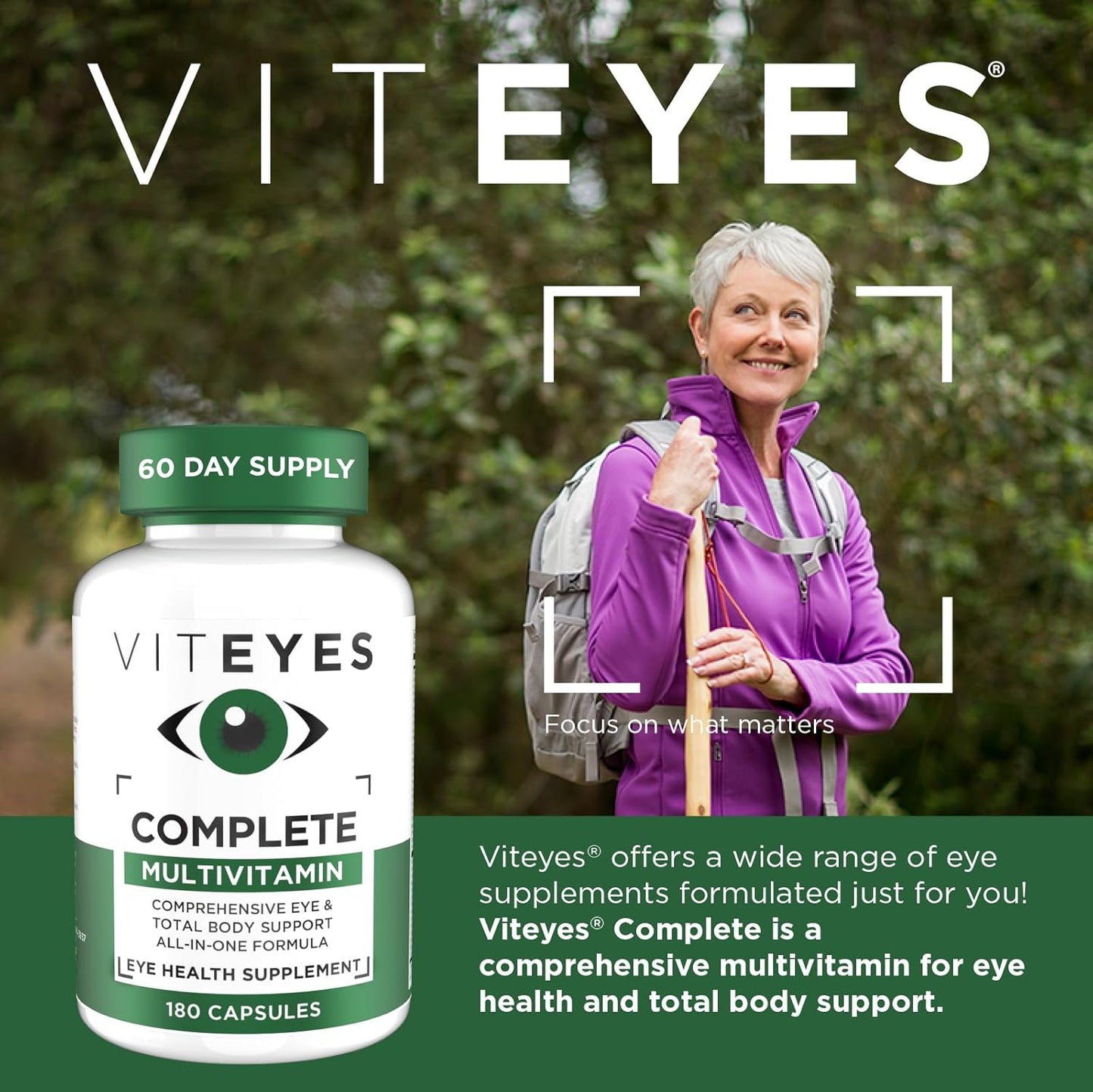 Viteyes Complete Eye & Total Body Health Multivitamin Supplement - 180 Capsules