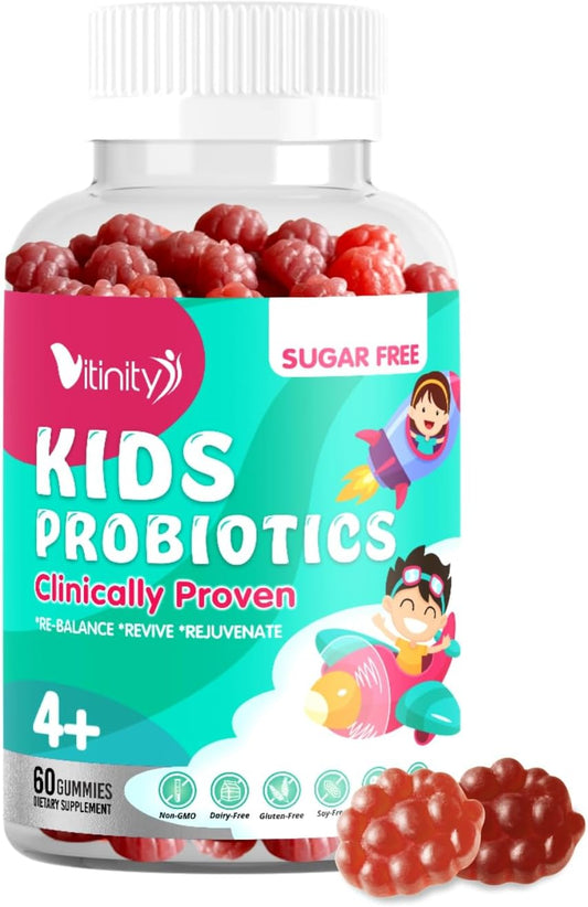 VITINITY NU10 Kids Probiotic Gummy Supplement - Clinically Proven for Gut-Brain Health & Digestive System Support