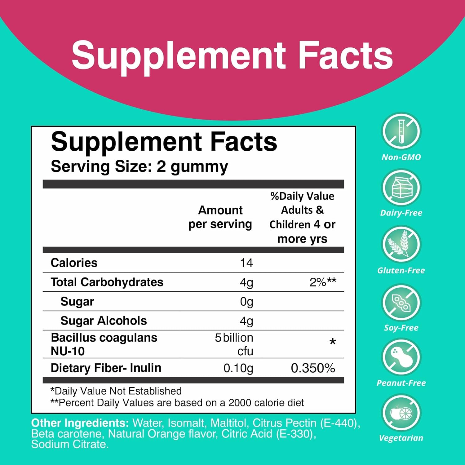 VITINITY NU10 Kids Probiotic Gummy Supplement - Clinically Proven for Gut-Brain Health & Digestive System Support