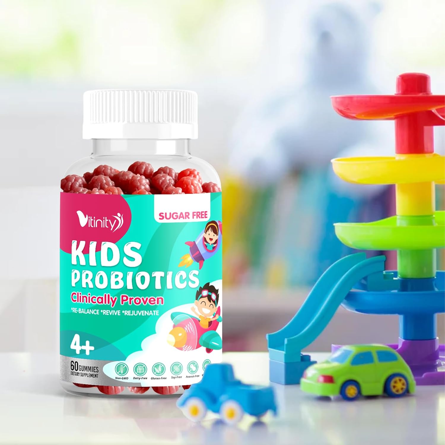 VITINITY NU10 Kids Probiotic Gummy Supplement - Clinically Proven for Gut-Brain Health & Digestive System Support