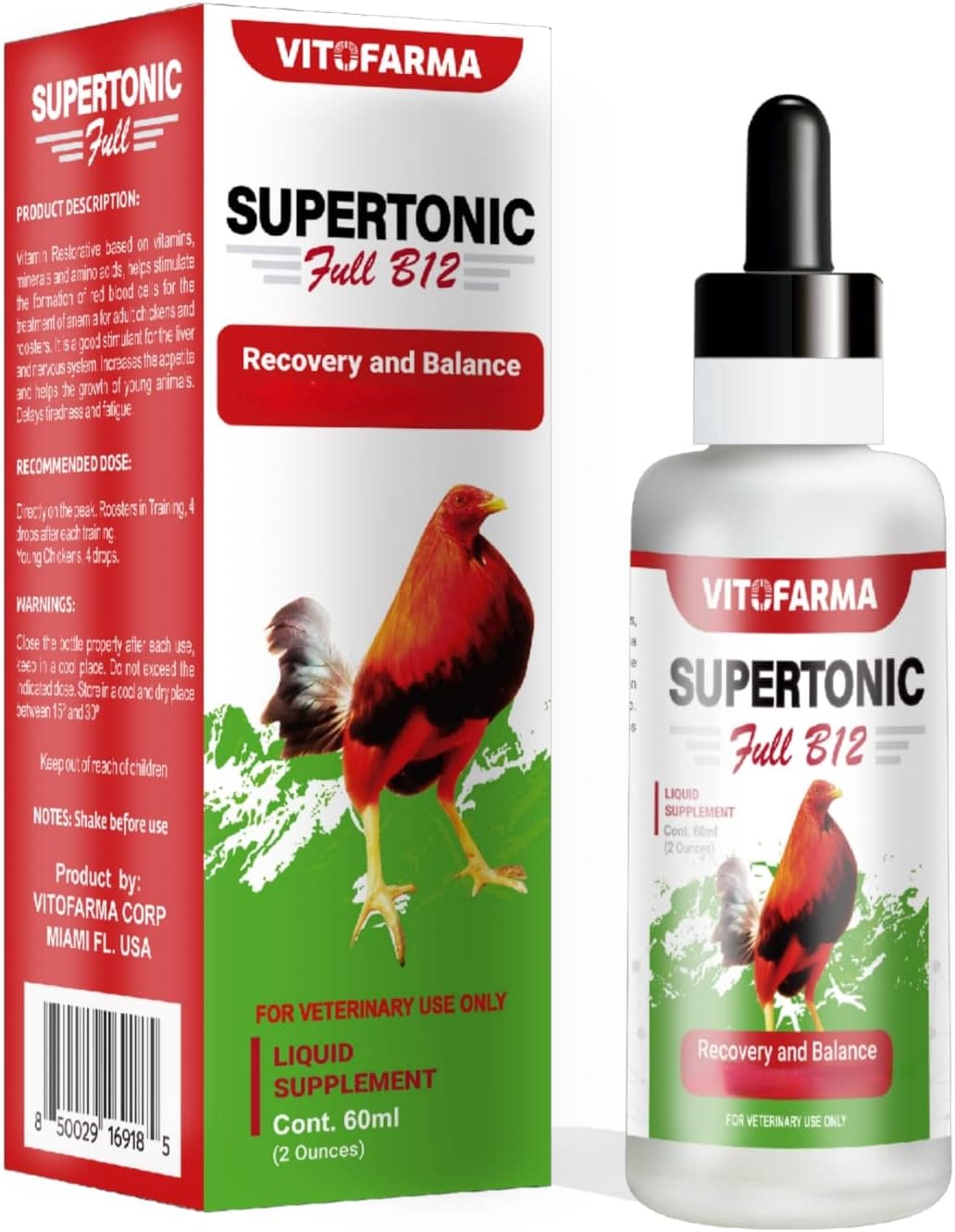 VITOFARMA Supertonic Full B12: Rooster Multivitamin Boosters - Vitamin Recovery Liquid 60ml