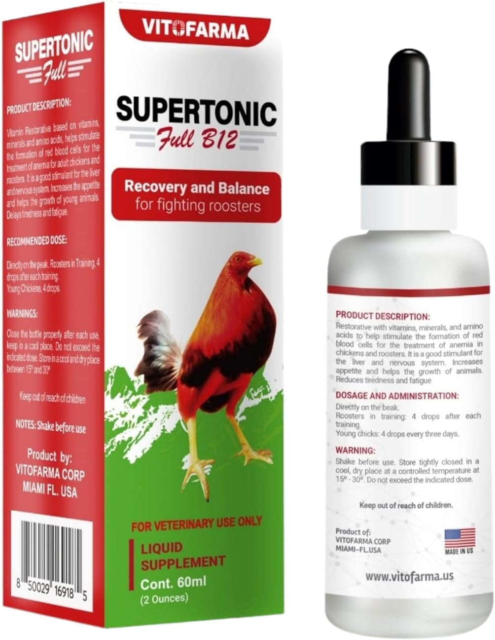 VITOFARMA Supertonic Full B12: Rooster Multivitamin Boosters - Vitamin Recovery Liquid 60ml