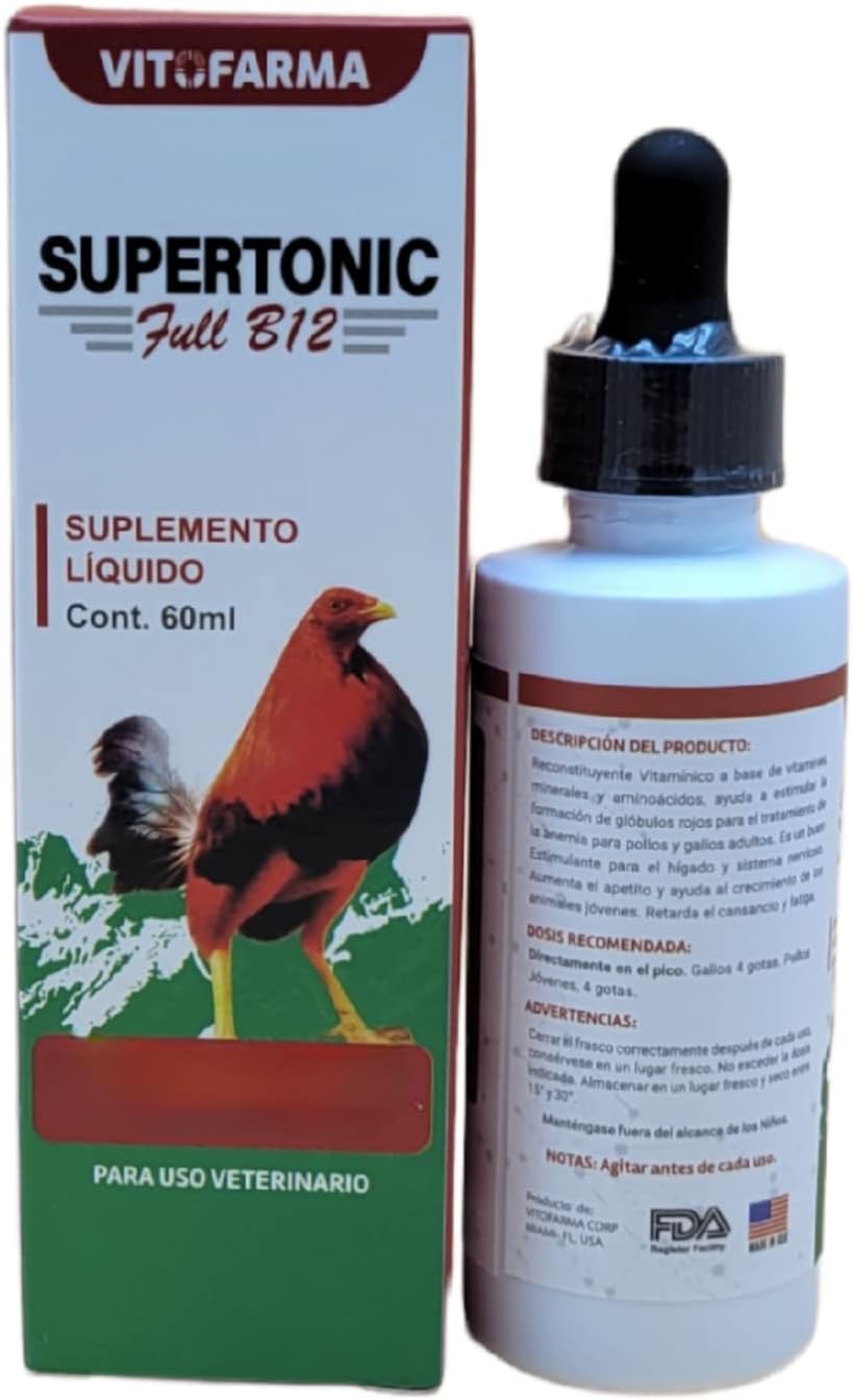 VITOFARMA Supertonic Full B12: Rooster Multivitamin Boosters - Vitamin Recovery Liquid 60ml