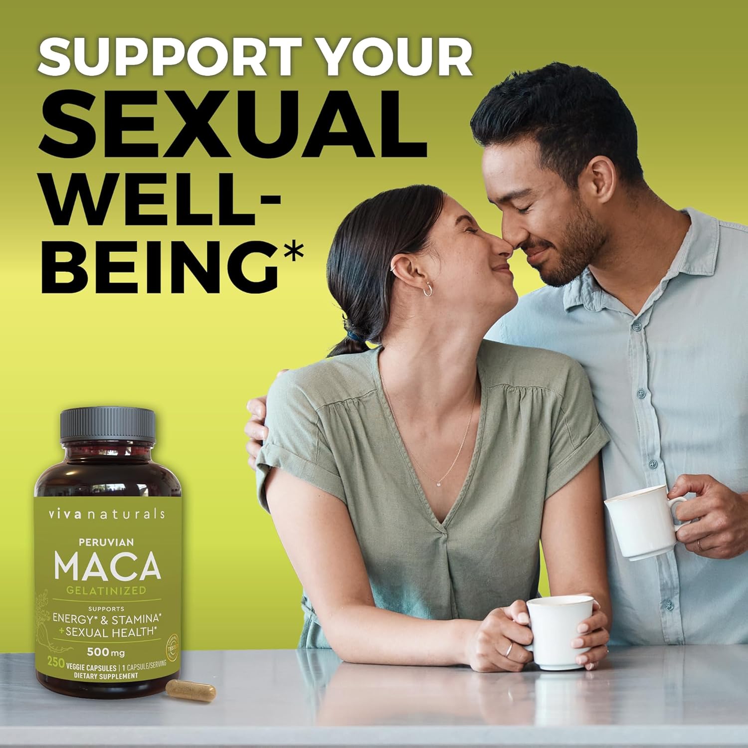 Viva Naturals Peruvian Maca Root Capsules for Sexual Well-Being & Stamina - 500mg - 250 Yellow Maca Powder Supplements