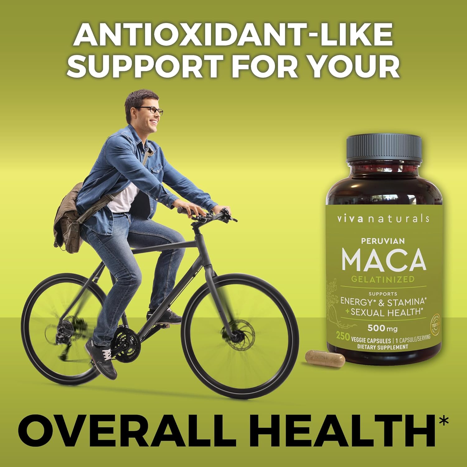 Viva Naturals Peruvian Maca Root Capsules for Sexual Well-Being & Stamina - 500mg - 250 Yellow Maca Powder Supplements