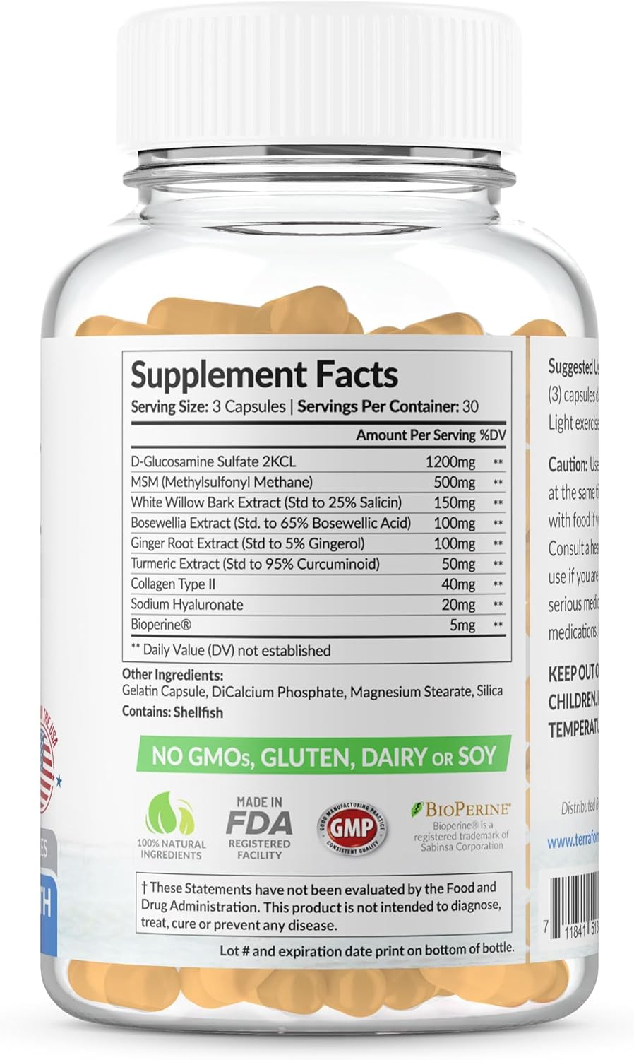 VivaFlex Joint Support Supplement with 9 Premium Ingredients for 1 Month - TerraForm Nutrition