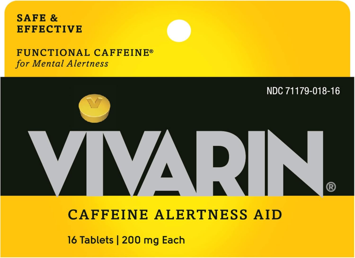 Vivarin Caffeine Pills: 200mg per Dose, Sugar-Free Energy Supplement, 16 Tablets