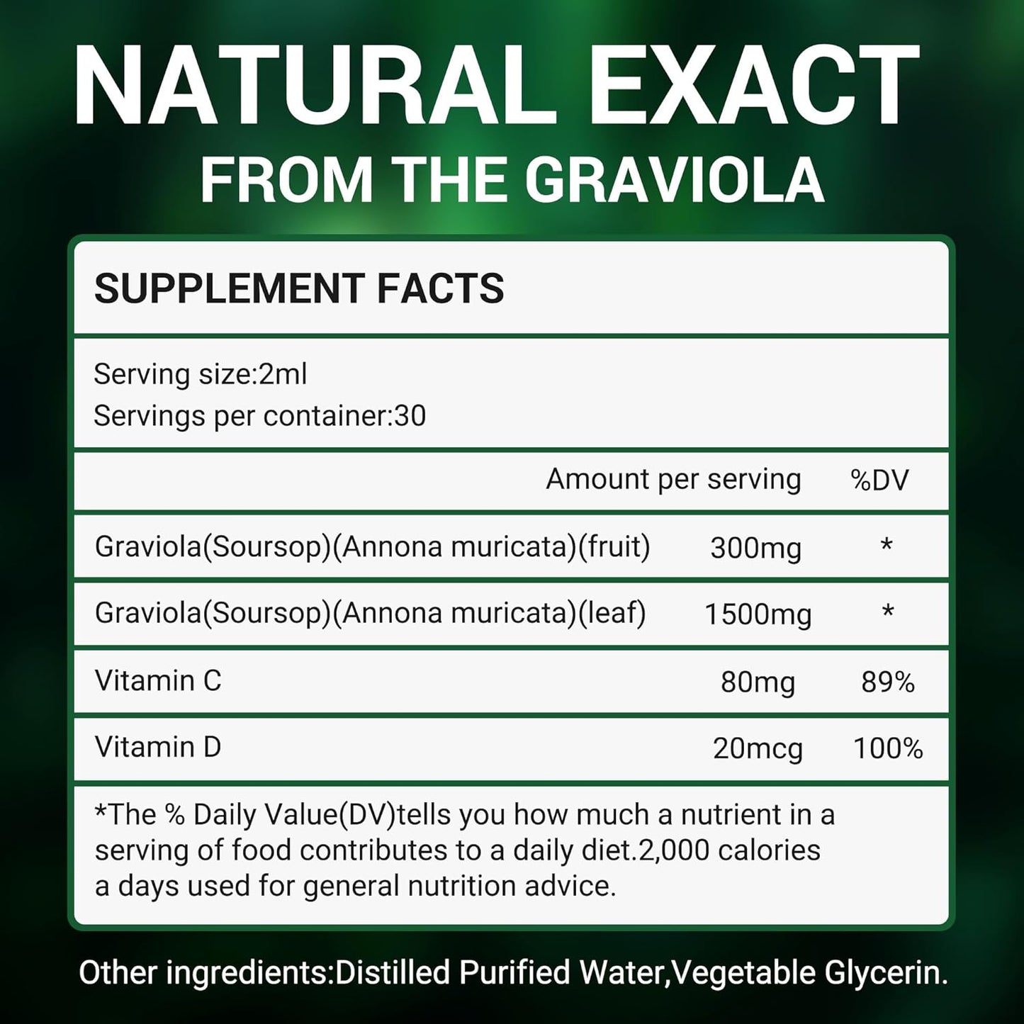 Vivcmin Graviola Soursop Leaf Extract Liquid - Immune Boost with Soursop Bitters, Liver Support, Lemon Flavor, 2 Fl Oz