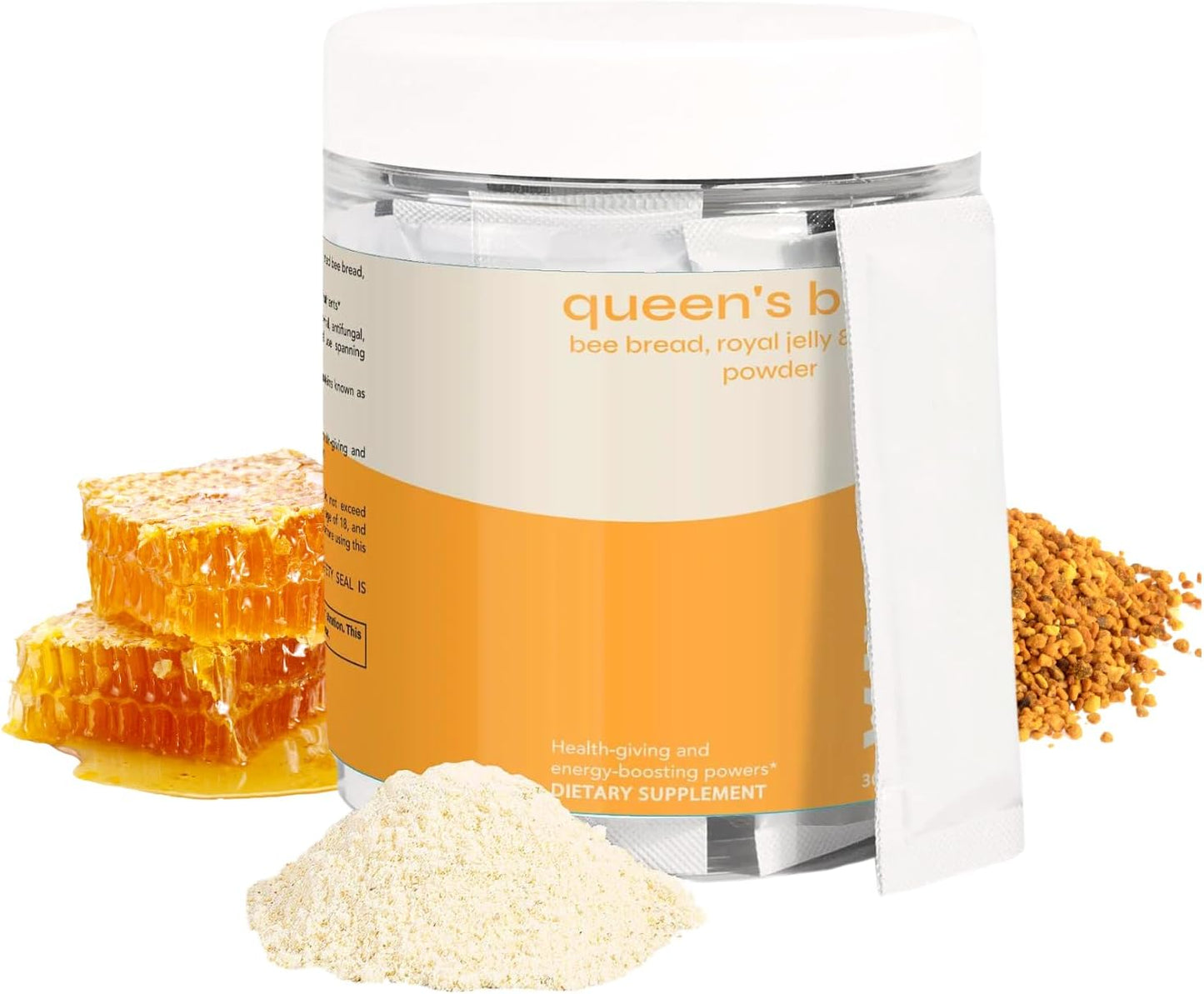 VIVE NUTRITION Queen's Boost Powder - Sugar-Free Bee Bread, Royal Jelly & Propolis with Vitamin C - Non-GMO Immune Support & Energy - 30 Sachets