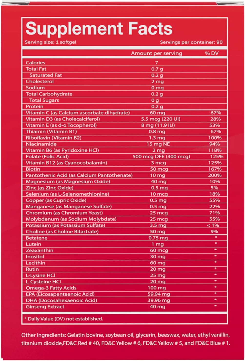 Vivioptal Active Multivitamin & Multimineral Softgels with Ginseng & Omega 3 - 90 Count, Gluten Free Formula from Germany