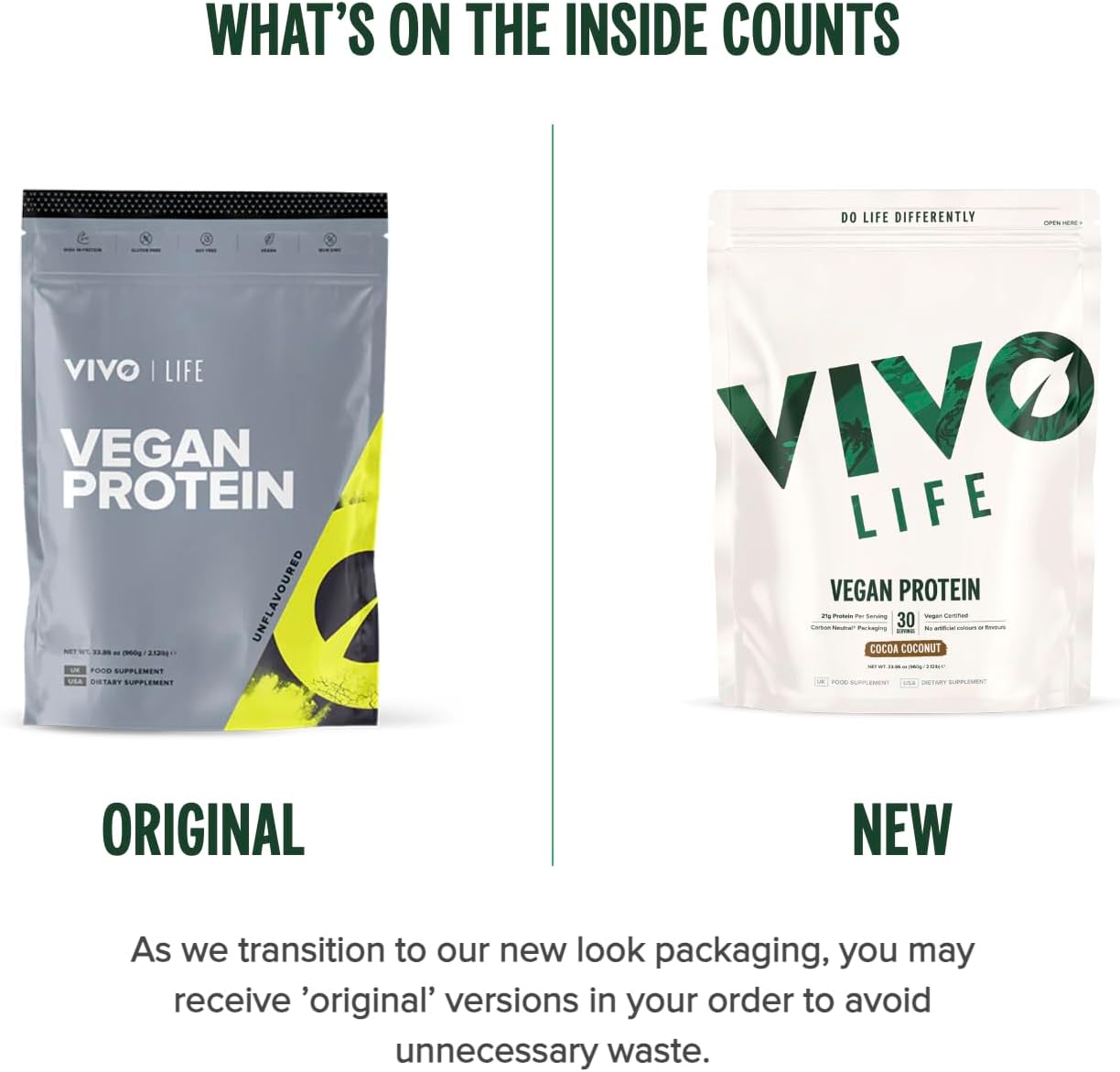 Vivo Life Vanilla Vegan Protein Powder - 30 Servings, 0.7 oz Plant-Based Protein per Scoop