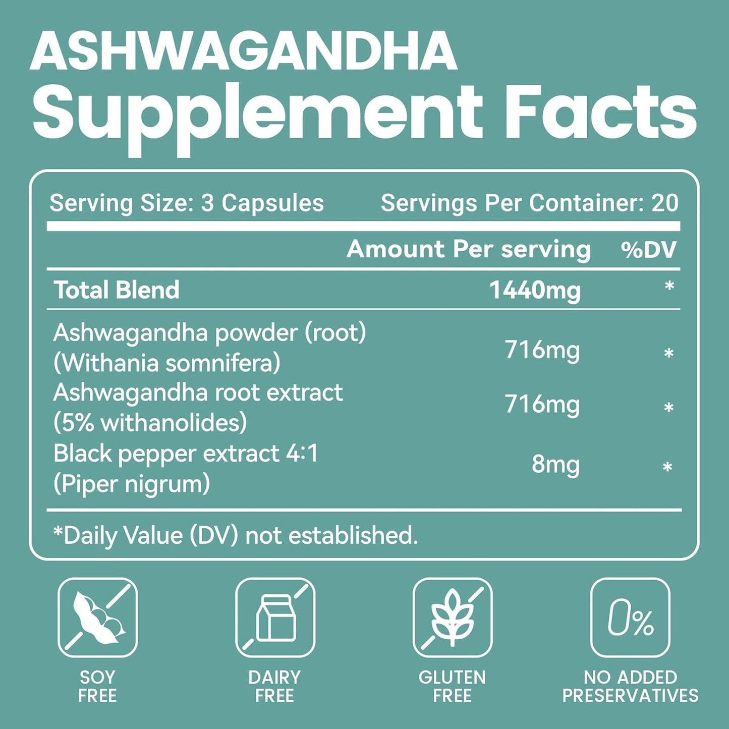 VivoNu Ashwagandha Capsules with KSM-66 Extract & Black Pepper | Stress Relief, Energy Boost, Sleep Aid | 60 Count Vegan Capsules
