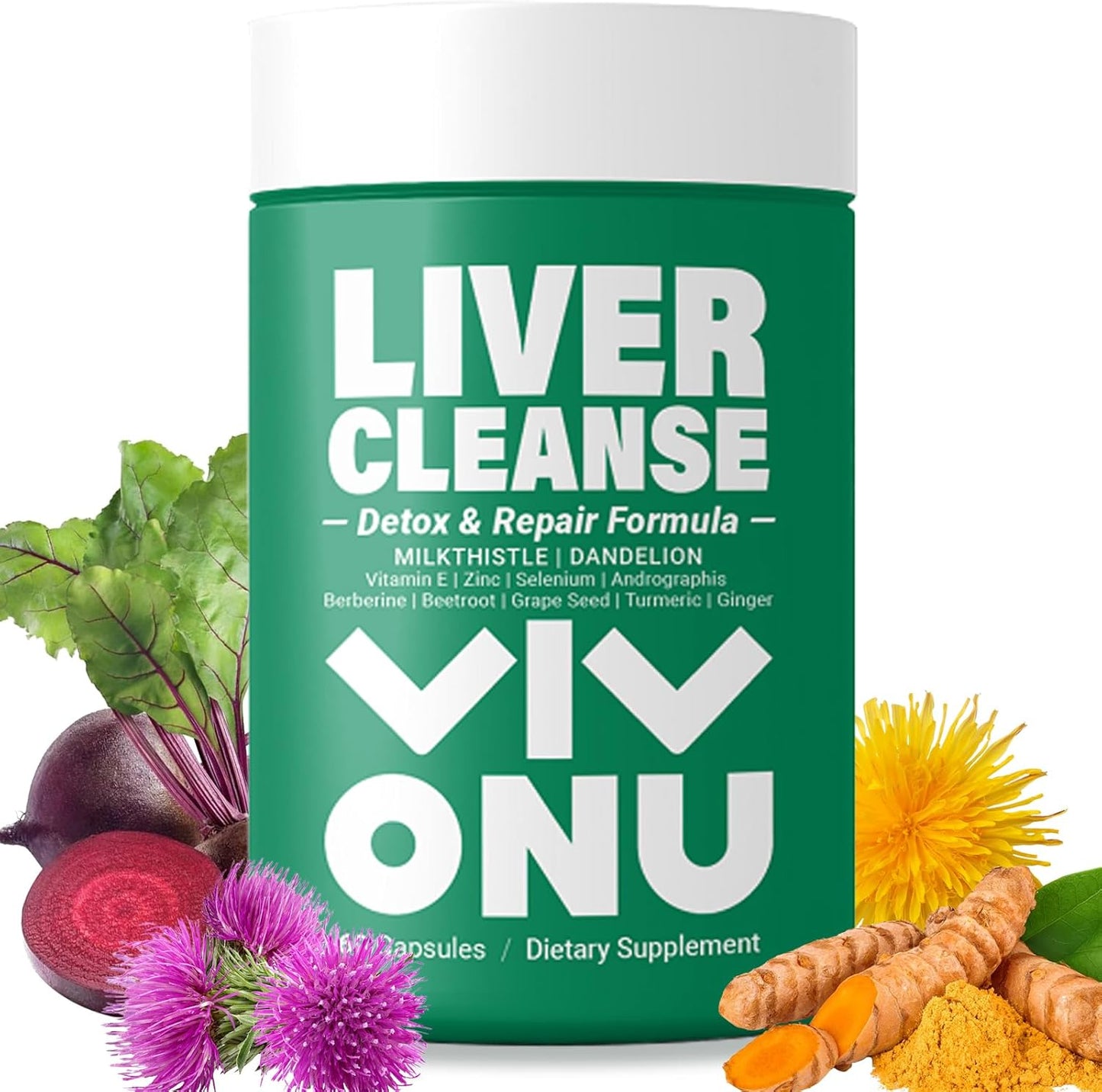 VivoNu Ashwagandha Vegan Capsules with KSM-66 for Liver Cleanse & Detox - Milk Thistle Support Formula