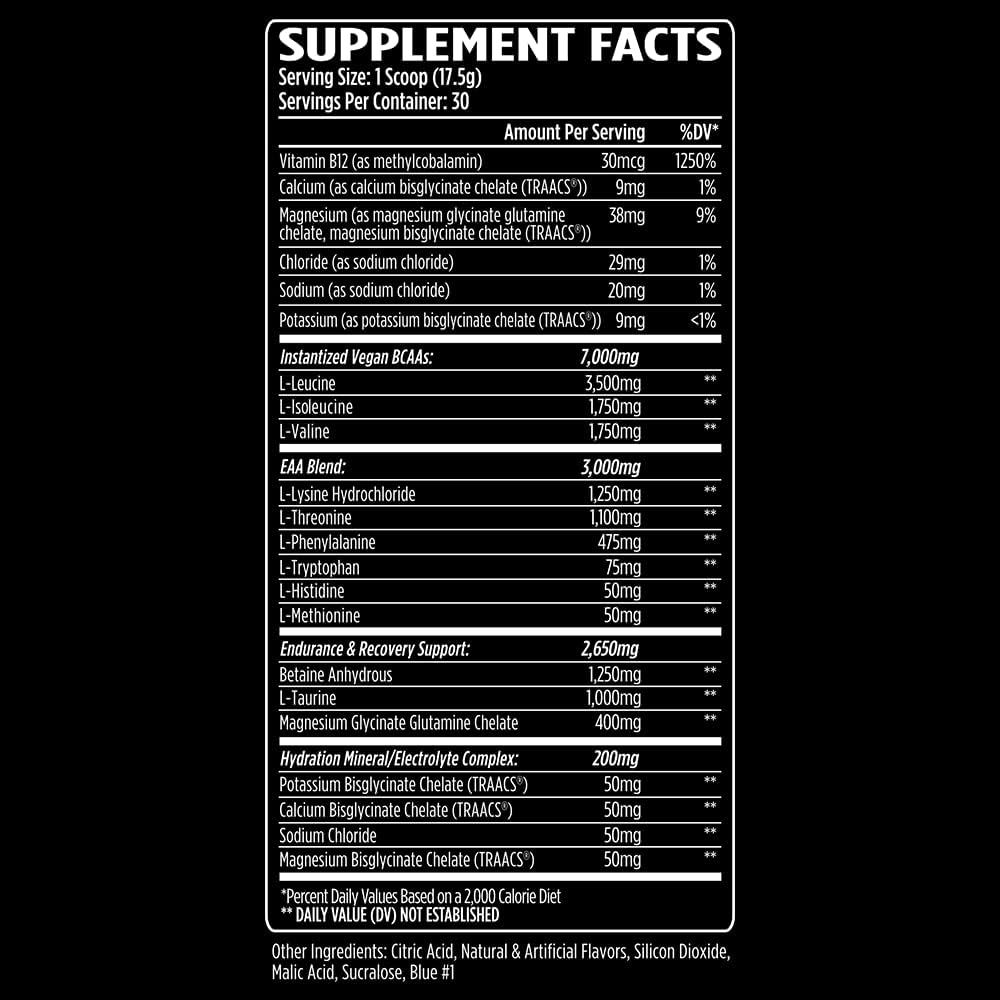 VMI Sports Aminogex Ultra BCAA Powder with Betaine, Glutamine, and Electrolytes for Post-Workout Recovery (30 Servings, Patriot Pop)