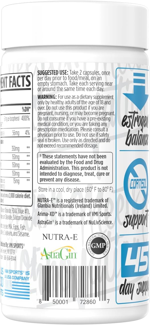 VMI Sports Arima-XD 90 Count Supplement for Hormone Balance in Men and Women, Natural Anti-Aromatase Cortisol Blocker to Support Testosterone and Estrogen Levels
