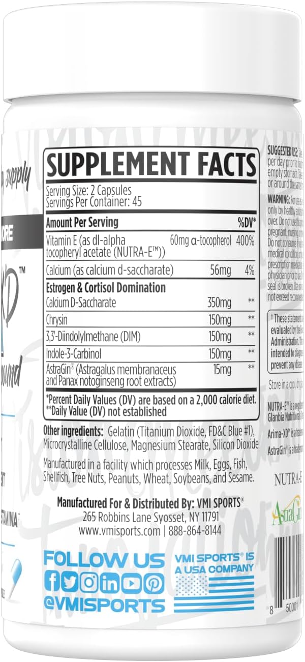 VMI Sports Arima-XD 90 Count Supplement for Hormone Balance in Men and Women, Natural Anti-Aromatase Cortisol Blocker to Support Testosterone and Estrogen Levels