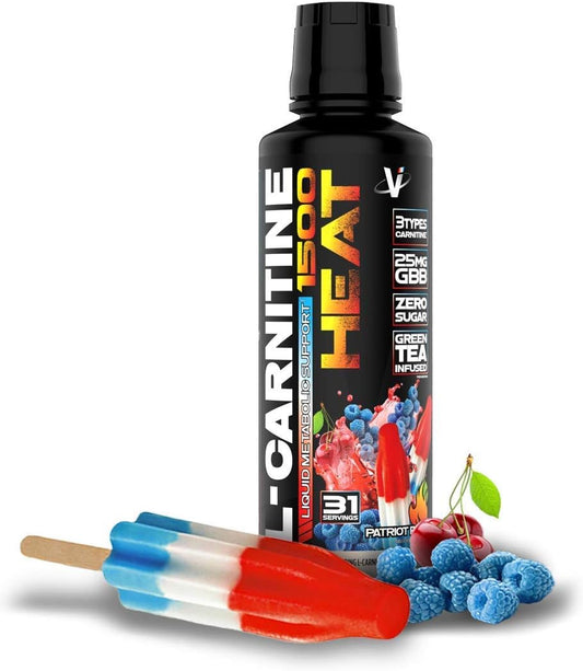 VMI Sports L-Carnitine 1500 Patriot Pop Liquid Supplement for Metabolic Support & Fat Loss - Stimulant Free Thermogenic Formula for Men & Women