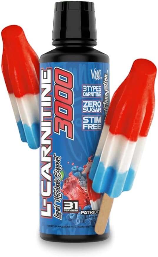 VMI Sports L-Carnitine 3000 Liquid Supplement | Patriot Pop Flavor | Zero Calorie & Sugar | Keto-Friendly for Men & Women | 31 Servings
