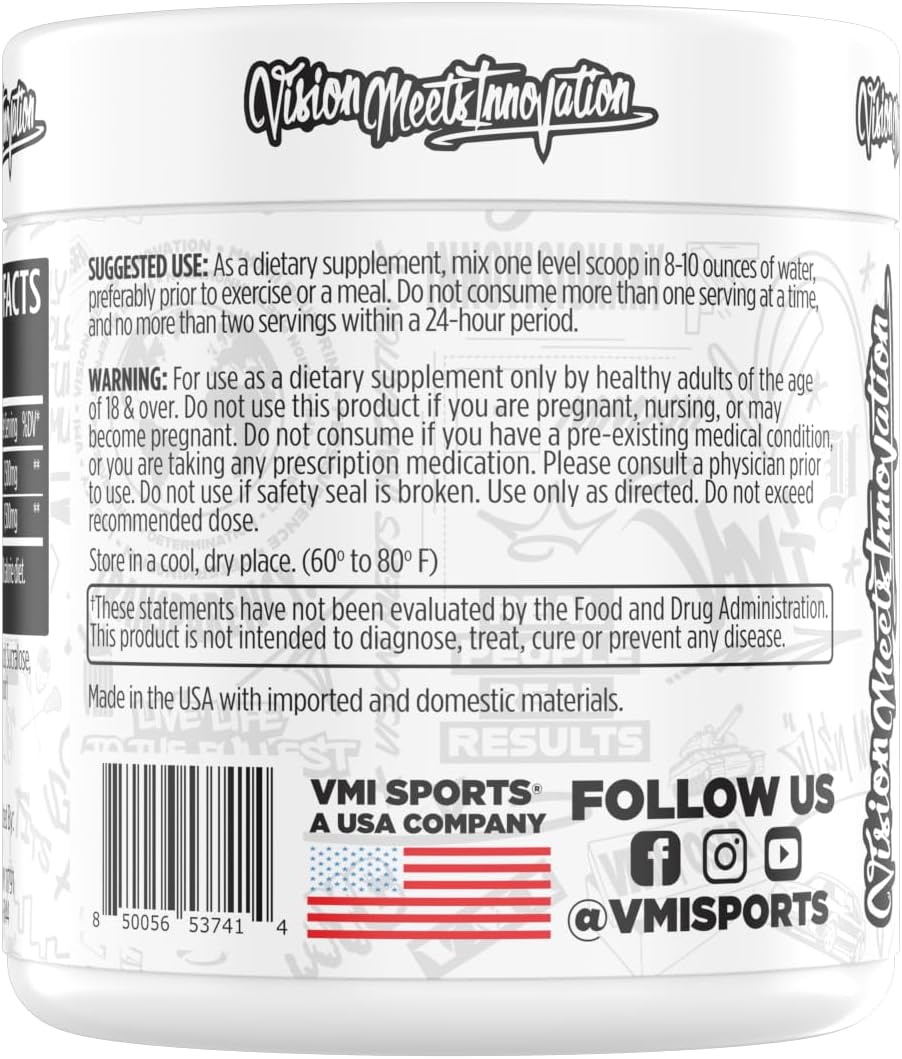 VMI Sports L-Carnitine 3000 Powder - Metabolic Support Formula - Strawberry Kiwi Flavor - 30 Servings