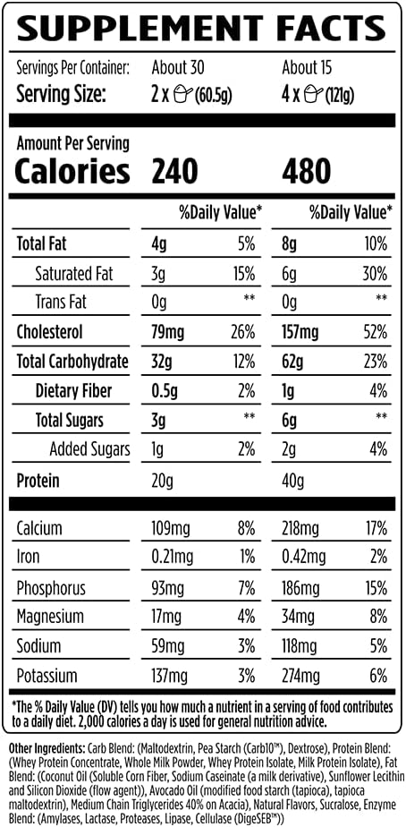 VMI Sports Major Mass Lean Mass Gainer Apple Pie Flavor 4 lb - Protein Powder for Muscle & Weight Gain, Men & Women