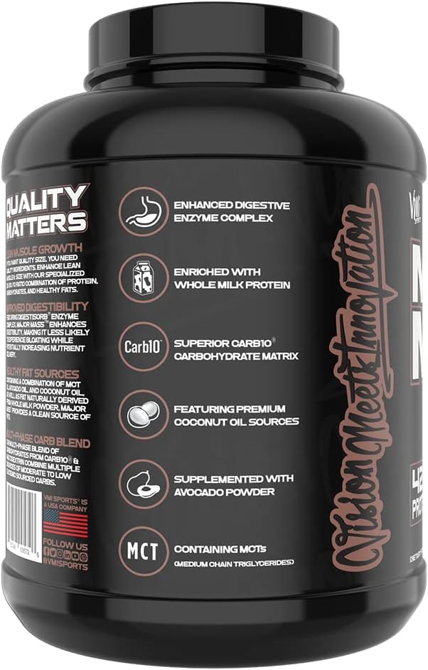 VMI Sports Major Mass Lean Mass Gainer Protein Powder for Muscle Gain - Chocolate Milkshake, 4 Pounds
