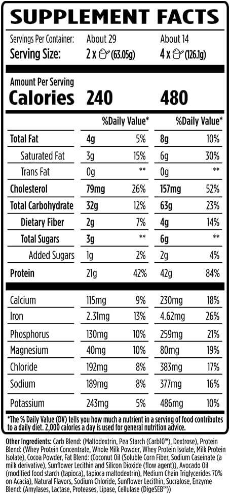 VMI Sports Major Mass Lean Mass Gainer Protein Powder for Muscle Gain - Chocolate Milkshake, 4 Pounds