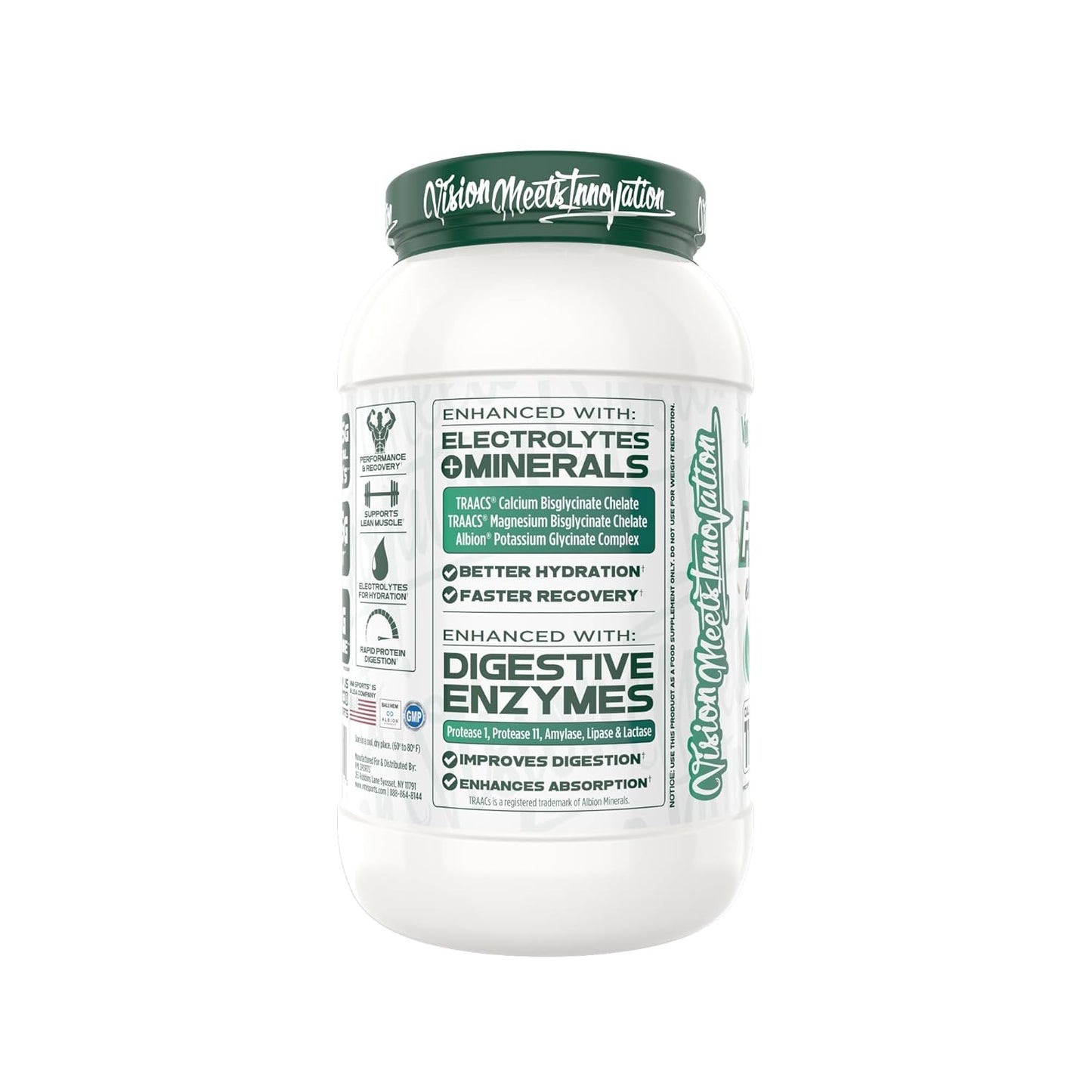 VMI Sports Protolyte Plant Protein with Electrolytes and Enzymes - Vanilla Peanut Butter Flavor - 20g Protein - 10.5g EAAs - Zero Sugar, Dairy, Gluten (25 Servings)