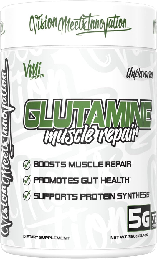 VMI Sports Pure L-Glutamine Powder for Muscle Repair & Recovery - Promotes Gut Health & Protein Synthesis - 5g per Serving - 72 Servings