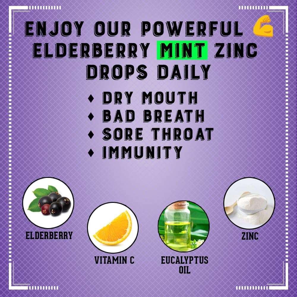 Vocal Eze Elderberry Mint Lozenges with Vitamin C, Zinc - 40 Count - Soothes Sore Throat, Supports Voice, Sugar Free