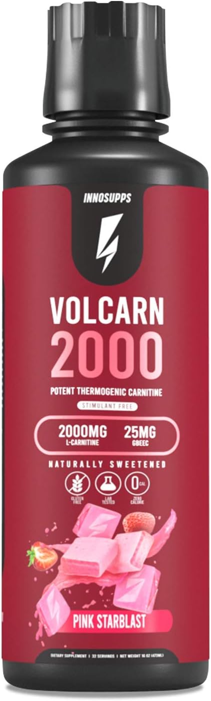 Volcarn 2000 - L-CARNITINE Liquid Energy Booster with GBEEC | Enhances Focus, Caffeine Free, No Artificial Sweeteners | Pink Starblast Flavor | 32 Servings