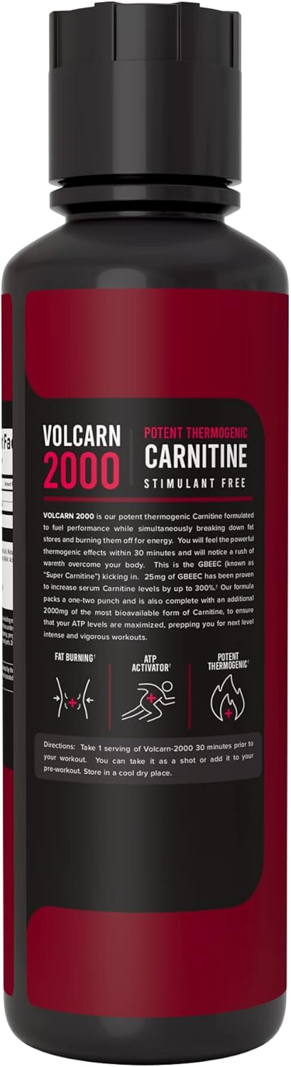Volcarn 2000 - L-CARNITINE Liquid Energy Booster with GBEEC | Enhances Focus, Caffeine Free, No Artificial Sweeteners | Pink Starblast Flavor | 32 Servings