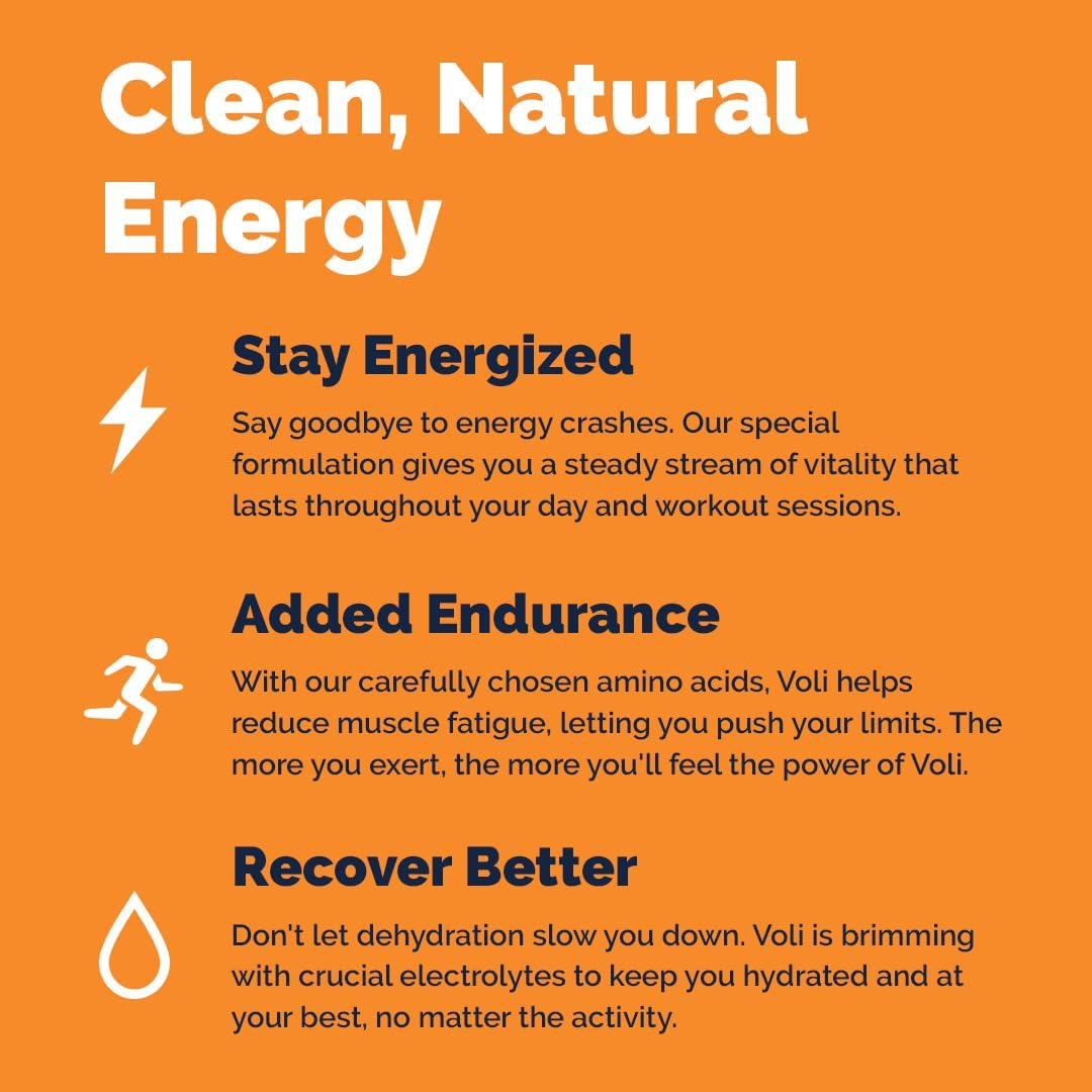 Voli Wellness Beachside Berry Energy Supplement - Clean Energy with Green Tea Extract, No Artificial Sweeteners, 15 Servings