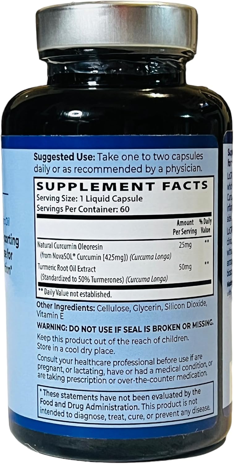 Vonacor LoCRP Nano-Absorb Curcumin & Turmeric Oil Capsules - Vegan Heart & Colon Support - 60 Day Supply